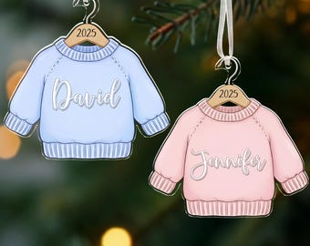Personalized Baby's 1st Christmas Ornament, Chunky Knit Sweater Name Ornament, Babies First Christmas Gift, Kids Ornament,  Sweater Ornament