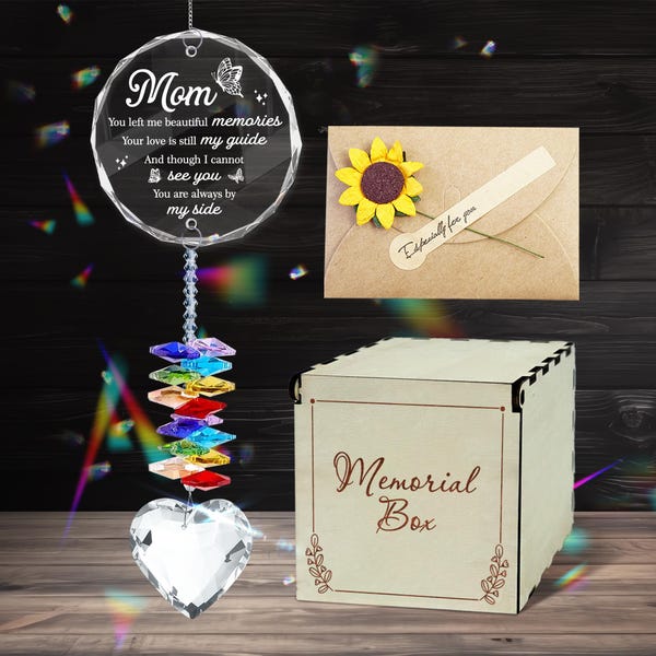 Crystal Suncatcer Sympathy Loss of Mom Gift, Memorial Rainbow Suncatcher, Memorial Keepsake, Remembrance Consolation Grief Loss of Mother