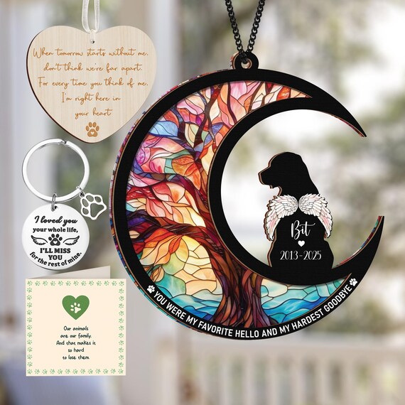 Loss Of Dog Sympathy Gift Dog Memorial Suncatcher - Custom Laser-Engraved Keepsake For Pet Loss Sympathy Gift Laser-engraved Suncatcher Sympathy Pet Loss