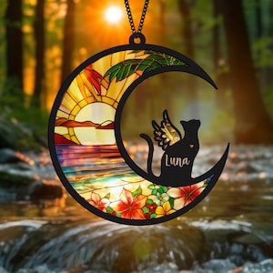 Cat Memorial Suncatcher Pet Passing Rainbow Bridge Rabbit Dog Sympathy Gifts Horse Parrot Memorial Light Catcher Condolence Remembrance Gift