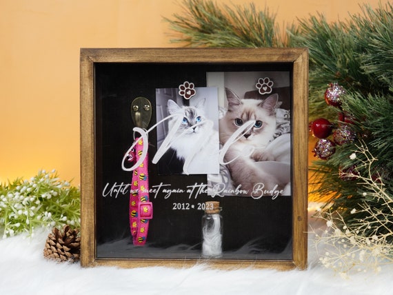 Cat Memorial Keepsake Box - Wooden Box For Storing Pet Fur, Ashes, Teeth, Nails