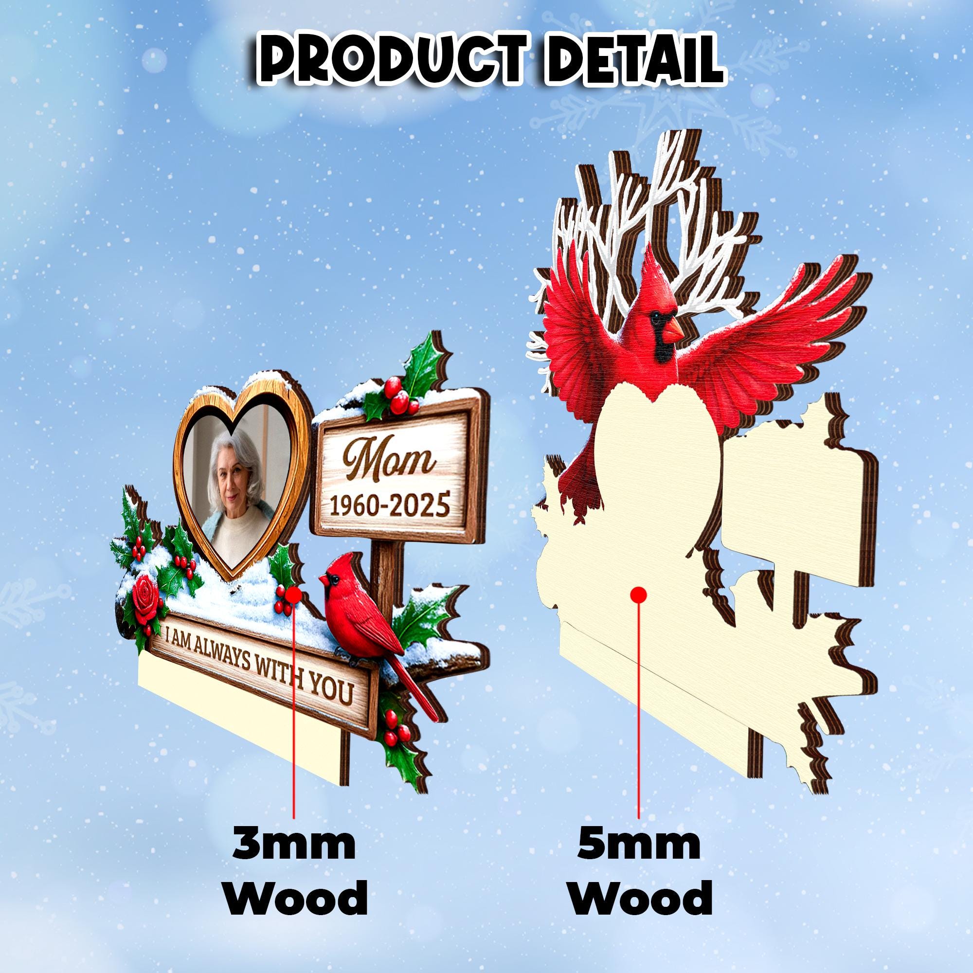 Personalized Cardinal Memorial Sign, Custom Photo Sympathy Gift, in ...