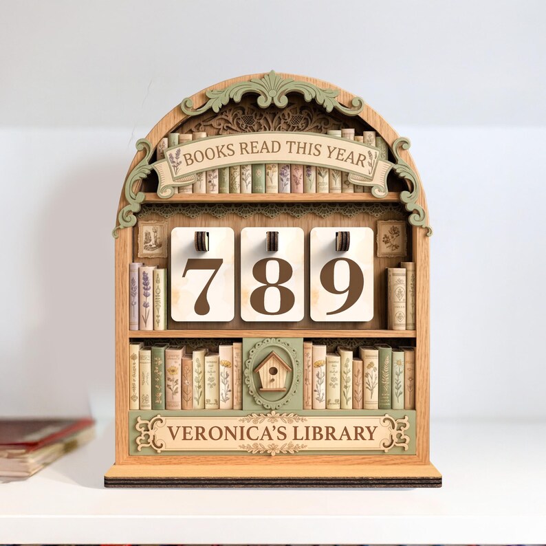 Personalized Wooden Books Read This Year Counter, Custom Library Shelf ...