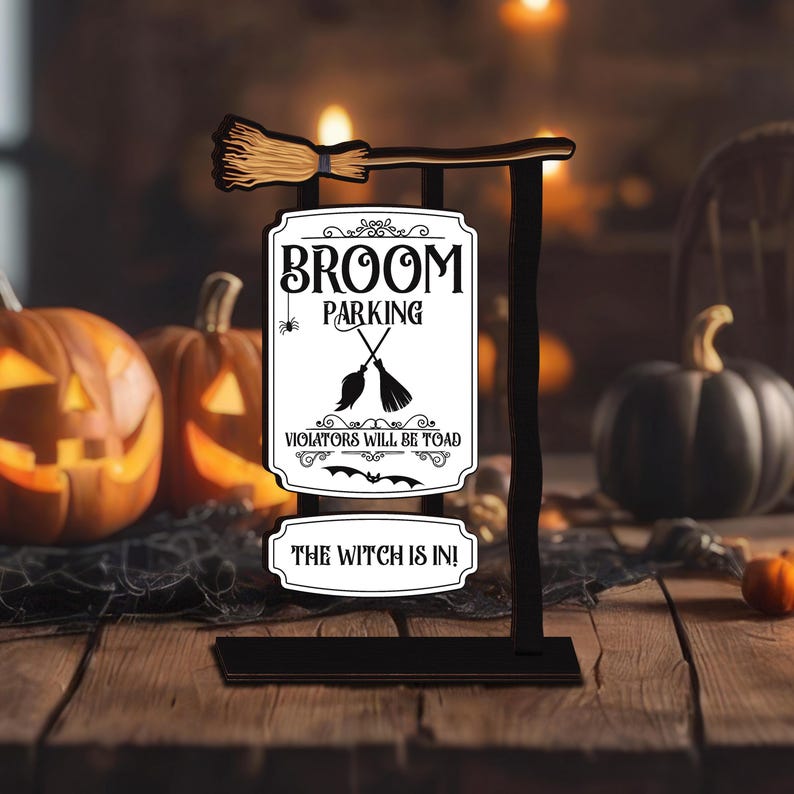 Halloween Broom Parking Sign,halloween Tiered Tray Decor,halloween ...