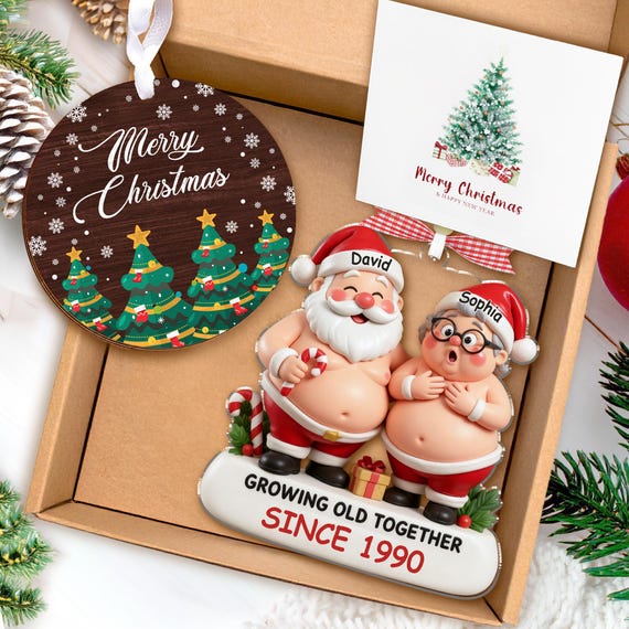 Custom Funny Couple Christmas Ornament 2025, Growing Old Together