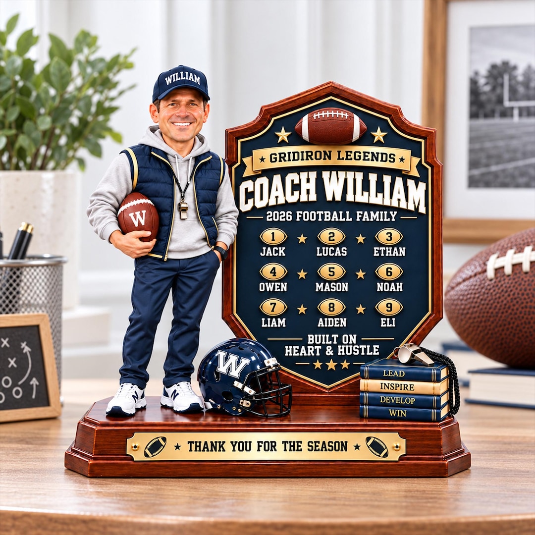 Personalized Coach Wooden Block,photo Coach With Name Team Roster Sign ...