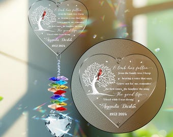 Memorial Suncatcher, Sympathy Gift for Loss of Mom Grandma Dad Grandpa, A Limb Has Fallen From Family Tree, Memorial Crystal Suncatcher