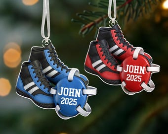 Custom Wrestling Christmas Ornament 2025, Wrestling Lovers Gift, Wrestler Shoes Ornament, Wrestling Team Gift, Sports Player  Christmas Gift
