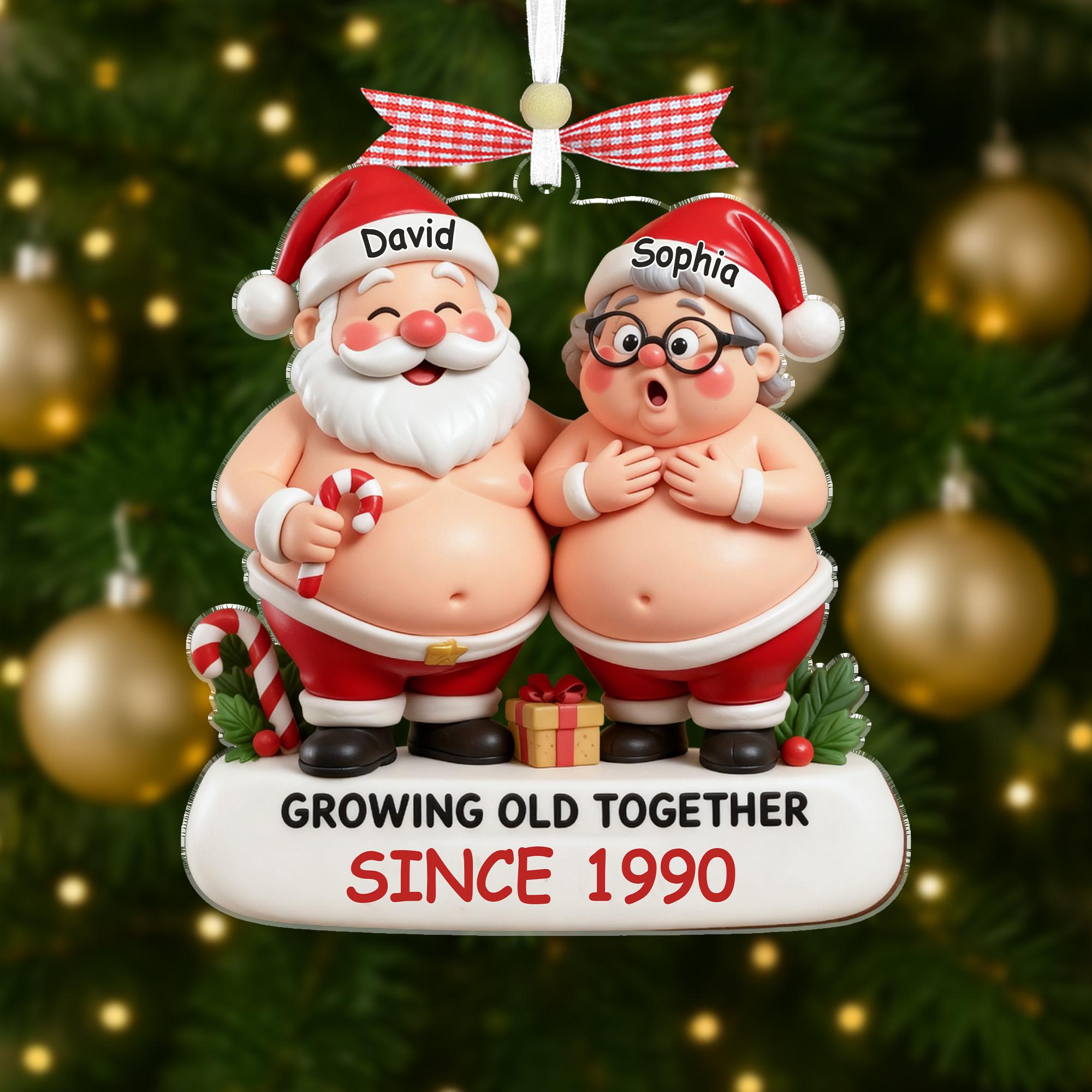 Custom Funny Couple Christmas Ornament 2025, Growing Old Together