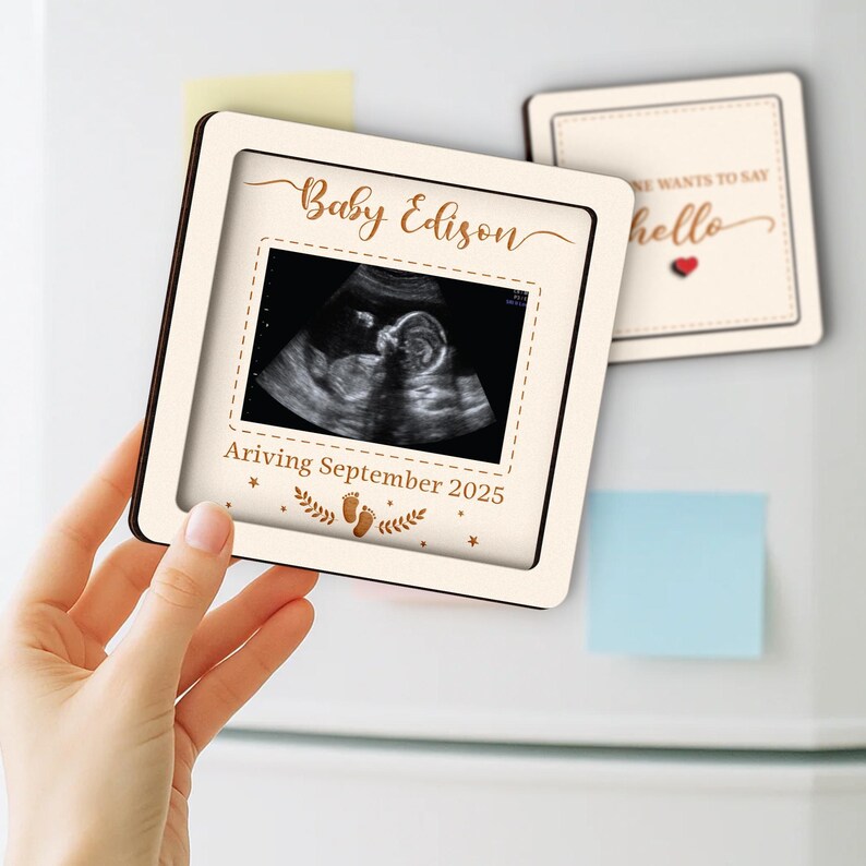 Sonogram Magnets Personalized Ultrasound Magnet, Baby Arriving Birth Announcement Sign ...