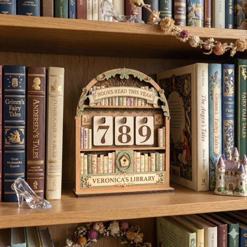 Personalized Wooden Books Read This Year Counter, Custom Library Shelf ...