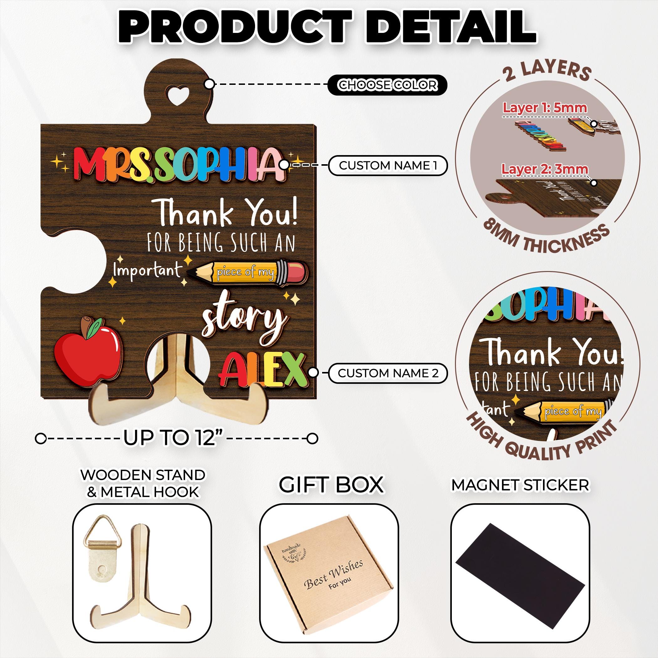 Personalized Thank You Teacher Puzzle Sign,thank You Gift, Teacher ...