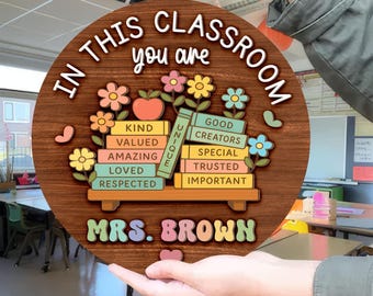 Personalized Teacher Door Hanger, Teacher Welcome Sign, Classroom Door Sign, Back to School Gift, Teacher Gift,Classroom Decor,Teacher Decor