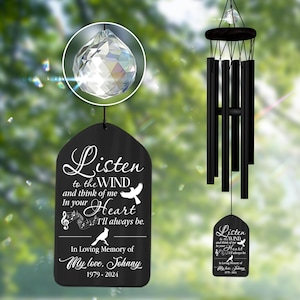 Memorial Wind Chimes Personalized,Listen to the Wind,Sympathy Gifts for Loss of Loved One,In Memory Dad Mom Grandma,Bereavement,Remembrance