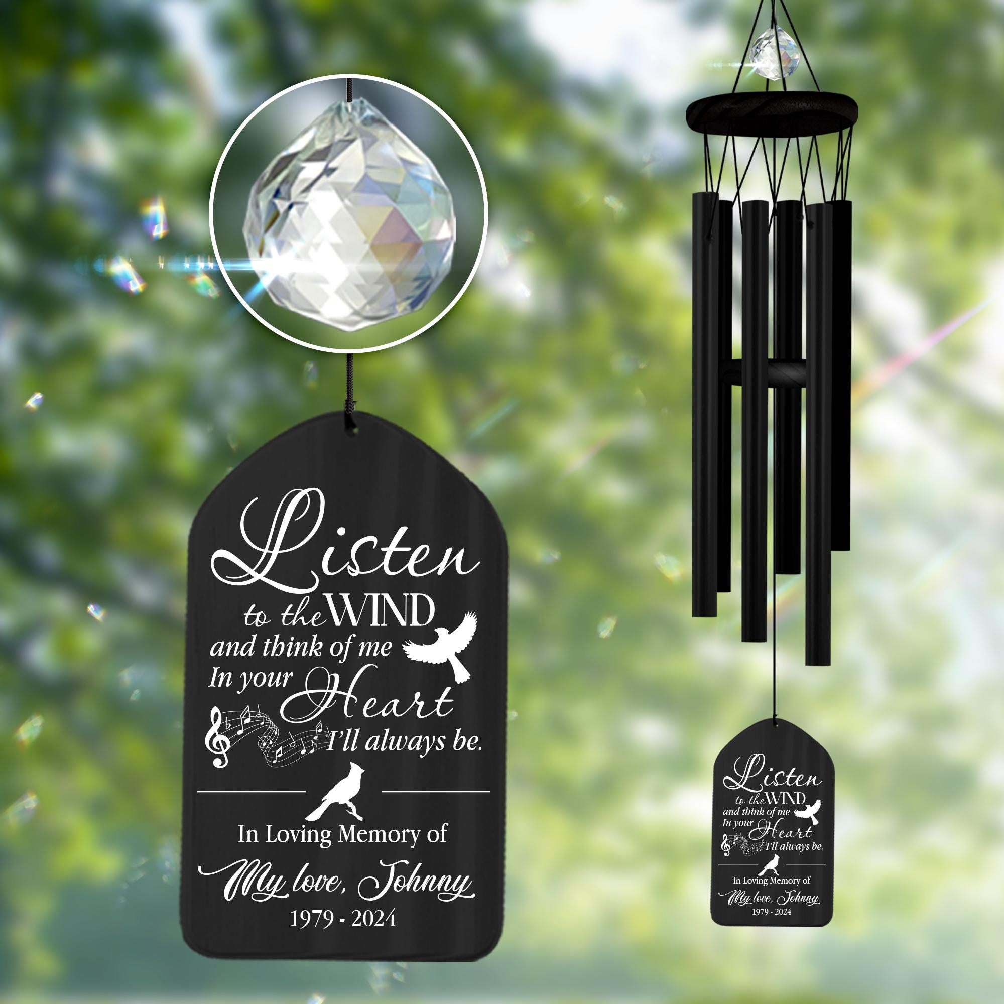 Memorial Wind Chimes Personalized,Listen to the Wind,Sympathy Gifts for Loss of Loved One,In Memory Dad Mom Grandma,Bereavement,Remembrance