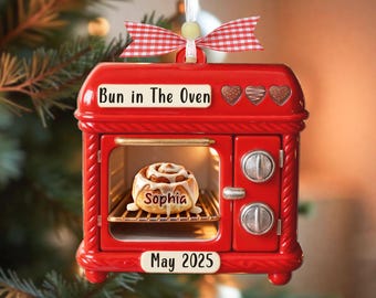 Kundenspezifisches Brötchen im Ofen Weihnachtsverzierung, Schwangerschaftansage, erwartende Elternverzierung, erste Weihnachtsverzierung der Beule, neue Mutter Geschenk