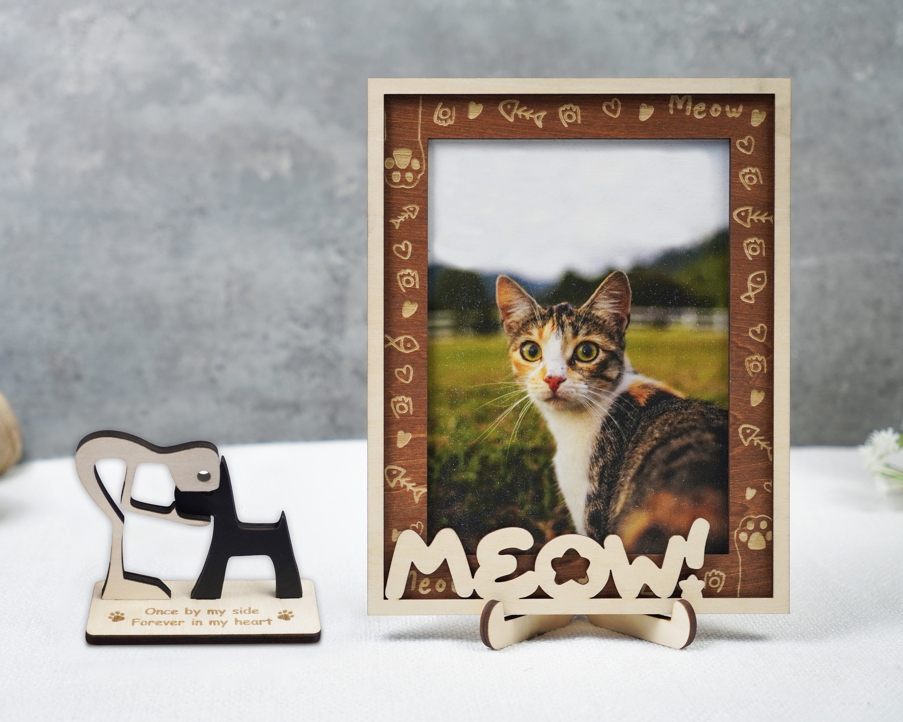 Custom Dog Frame, Pet Name Photo Frame, Wood Picture Frame For a Pet Lover, Pet Memorial, Cat Photo Sign, Dog Lover, Cat Lover, Cat Memorial