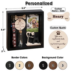 Pet Memorial Shadowbox, Dog Condolence Gifts, Pet Loss Sympathy Gifts ...