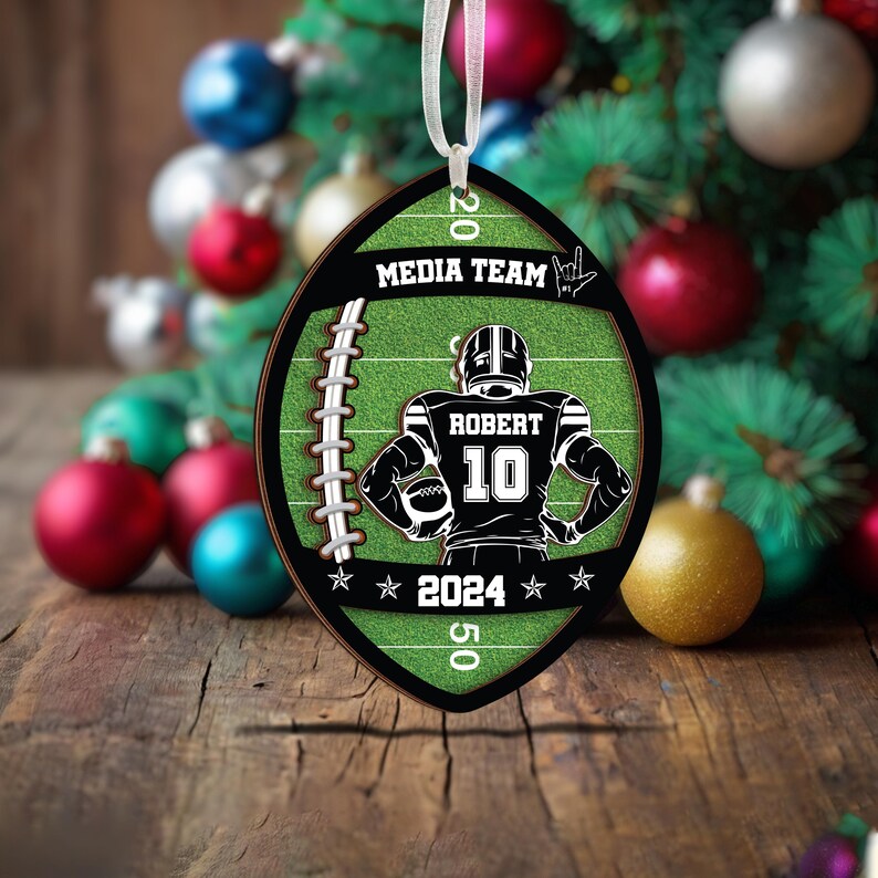 Personalized 3D Football Ornament, Custom Name Sports Ornament