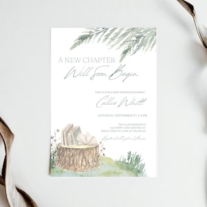 Book Themed Baby Shower Invitation, Template, Printable Storybook Baby Shower Invite, Gender Neutral Editable Baby Shower