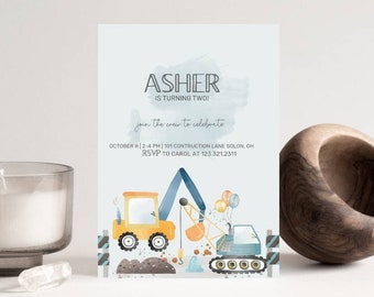 Construction Birthday Party Invitation Template, Construction Invitation, Printable, Instant Download