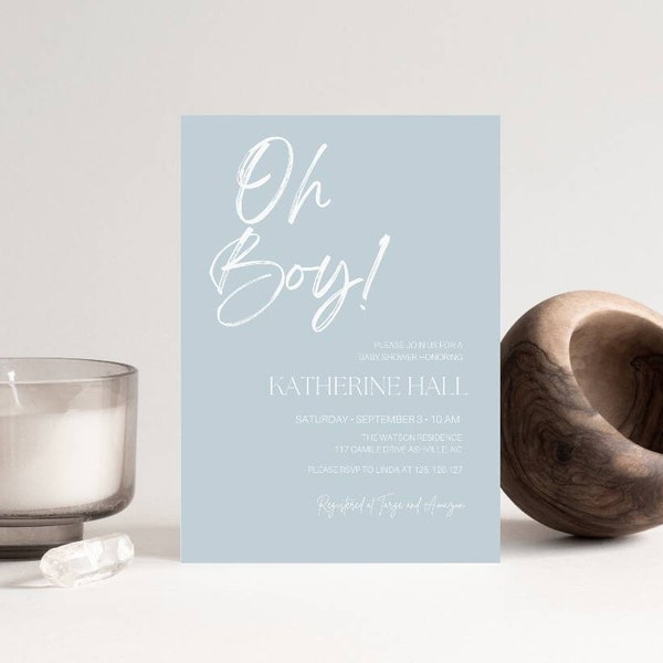 Oh Boy Baby Shower Invitation template, Oh Boy Baby Shower, Oh boy Invitation, Boy Baby Shower Invite blue, Oh Boy, Shower Invite