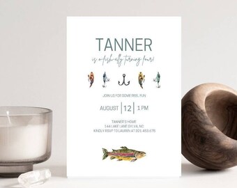 Fishing Birthday Invitation, Reel Fun Birthday Invite, O-Fish-Ally Birthday Invitation, Fishing Birthday Party, Fishing Lures invite