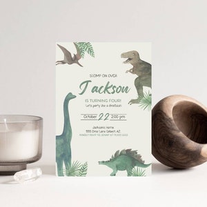Dinosaur Birthday Invitation, Stomp On Over Invite, Party Like A Dinosaur Birthday Invitation, Dino Party Invite, Editable Template