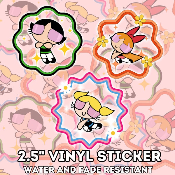 Power Puff Girls Stickers | Girl Power Stickers |Bubbles, Buttercup, and Blossom Stickers