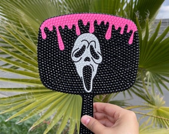 Ghostface Mirror, Ghostface Bedazzled Handheld Mirror, Scream, Scream Mirror, Bedazzled Mirror, Handeld Mirror, Ghostface