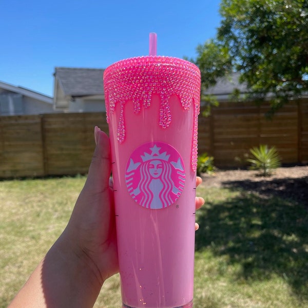 Gobelet Starbucks rose fuchsia de 24 oz, Gobelet rose éblouissant, Gobelet goutte à goutte