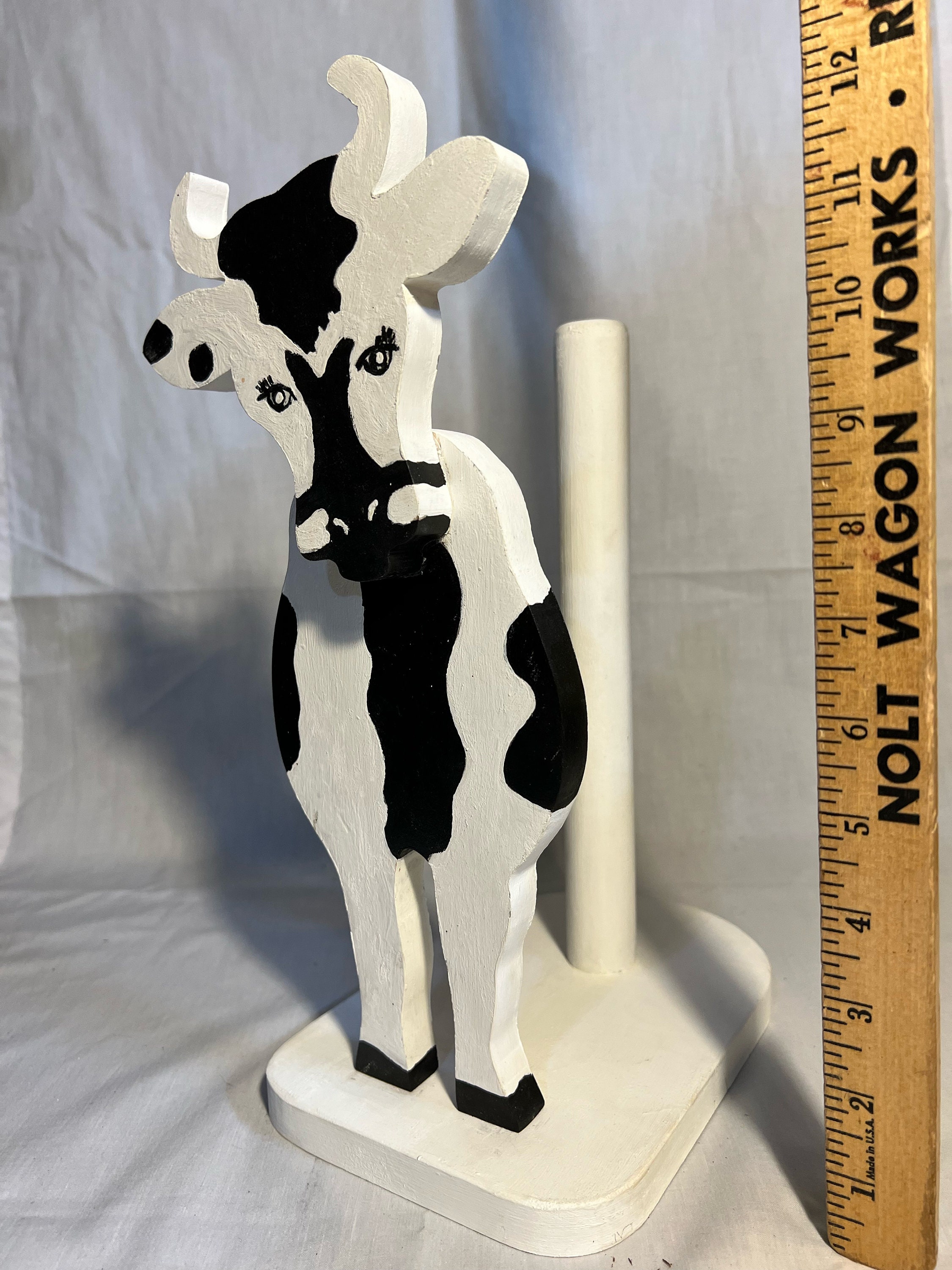 Wooden Cow Paper Towel Holder Etsy