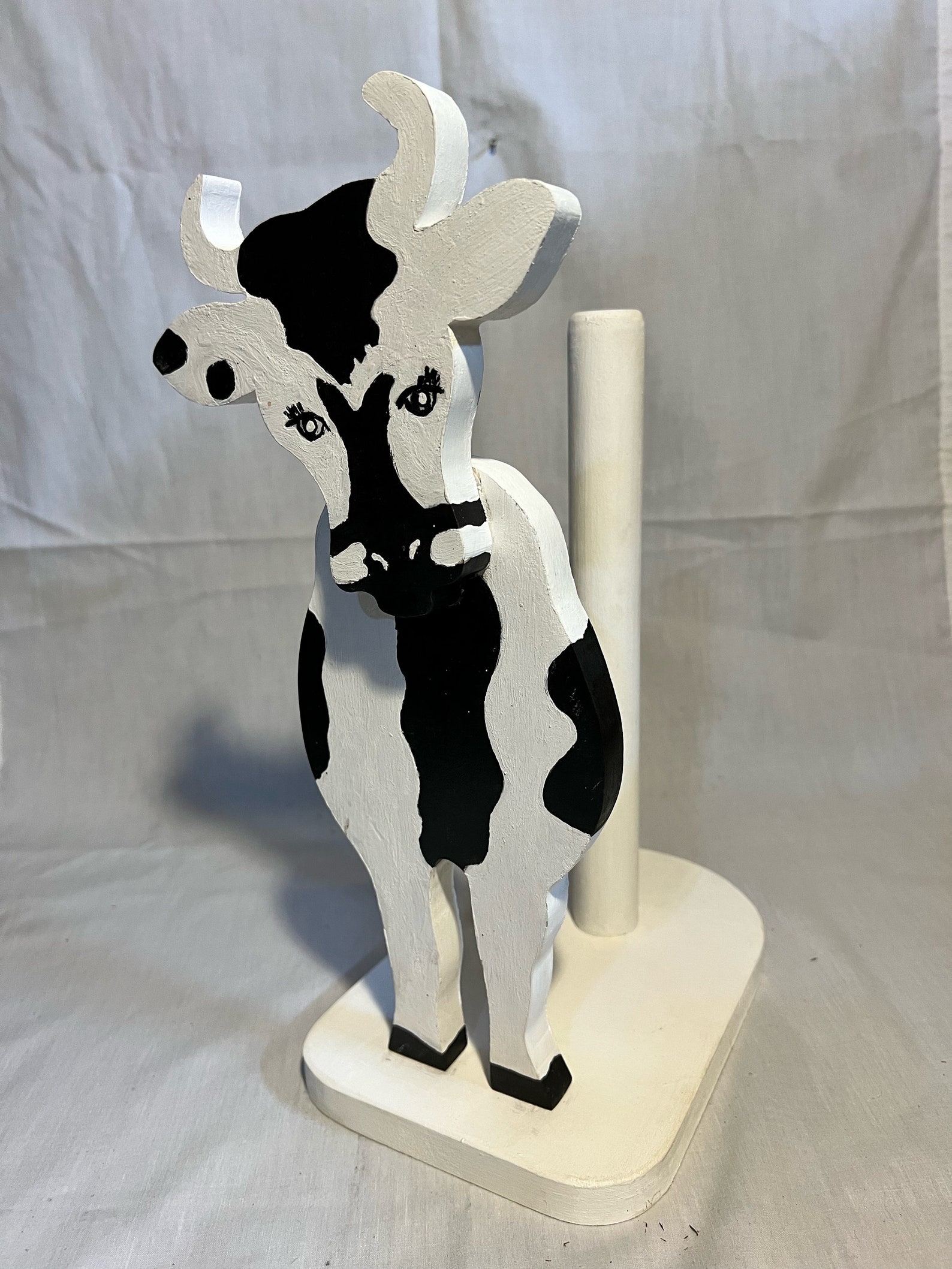 Wooden Cow Paper Towel Holder Etsy