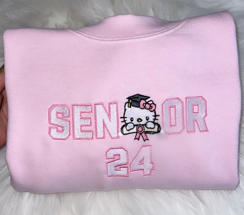 kitty senior embroidered t-shirt/crewneck/hoodie image 2