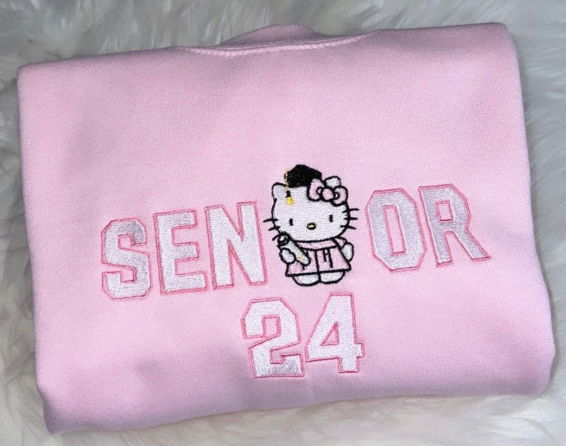 kitty senior embroidered t-shirt/crewneck/hoodie image 2