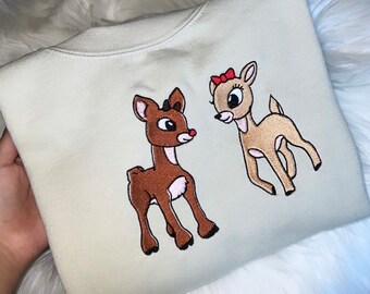 HUGE SALE reindeer embroidered crewneck medium