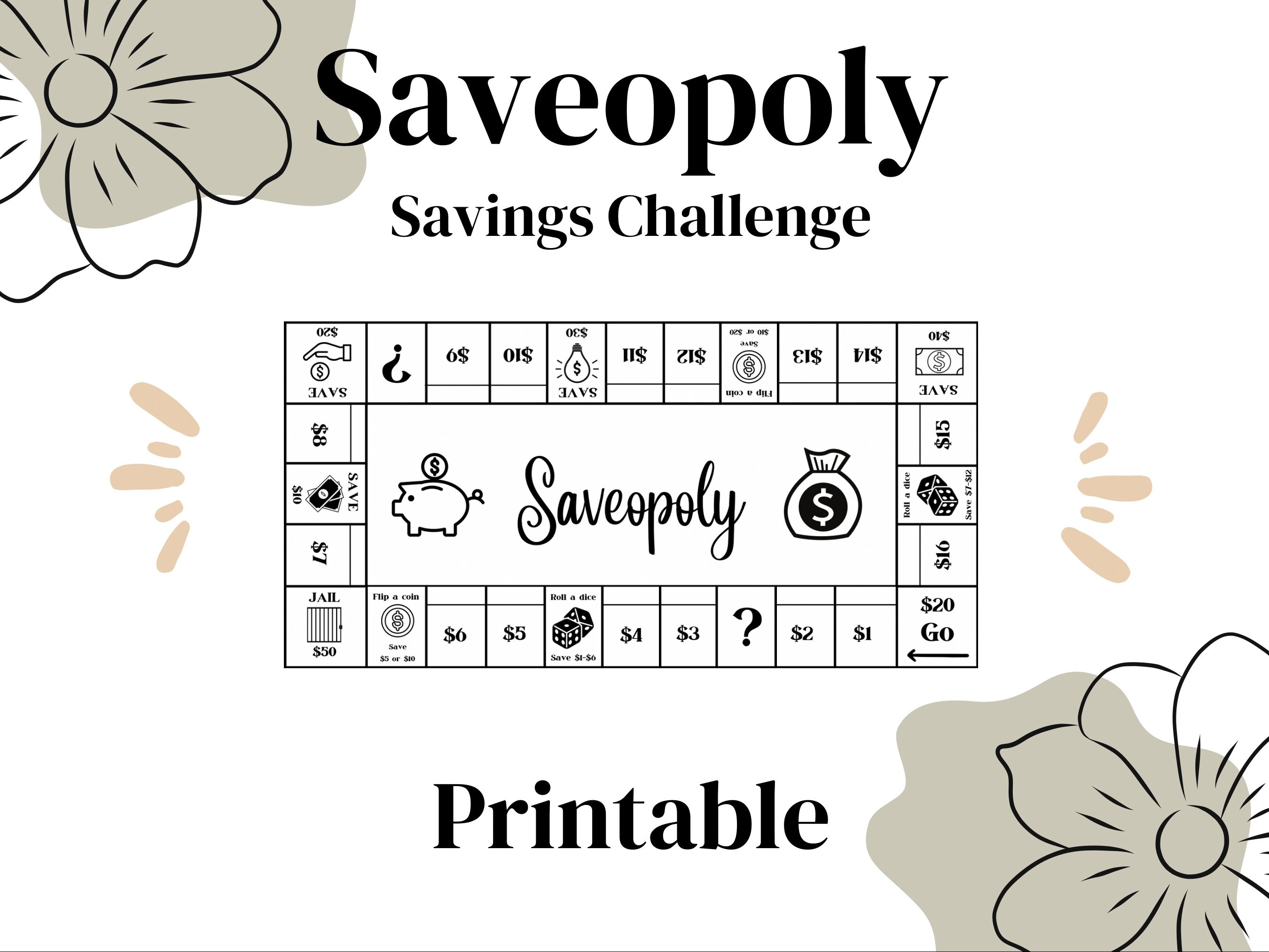 Saveopoly Savings Challenge Printable Etsy Australia Saveopoly Savings Challenge Printable Etsy Australia