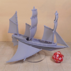 Xebec Sailing Airship Gaming Miniatur 3D gedrucktes fliegendes Schiff Kompatibel mit DnD Spelljammer