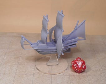 Galleon Airship Miniature Flying Fantasy Ship Compatible With DnD Spelljammer