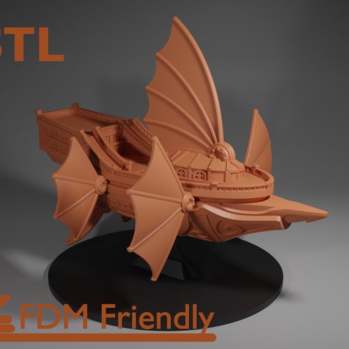 Dreadnought Flying Fantasy Ship Model STL for 3D Printing - Etsy
