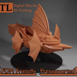 Dreadnought Flying Fantasy Ship Model STL for 3D Printing Compatible with DnD Spelljammer
