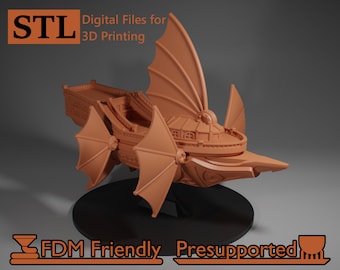 Dreadnought Flying Fantasy Ship Model STL for 3D Printing Compatible with DnD Spelljammer