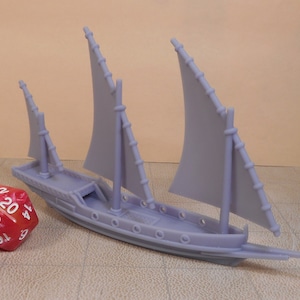 Xebec Sailing Ship Gaming Miniature 3D Printed Ship Compatible with DnD Spelljammer