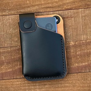 Cartera minimalista fina de cordobán con carcasa negra mate