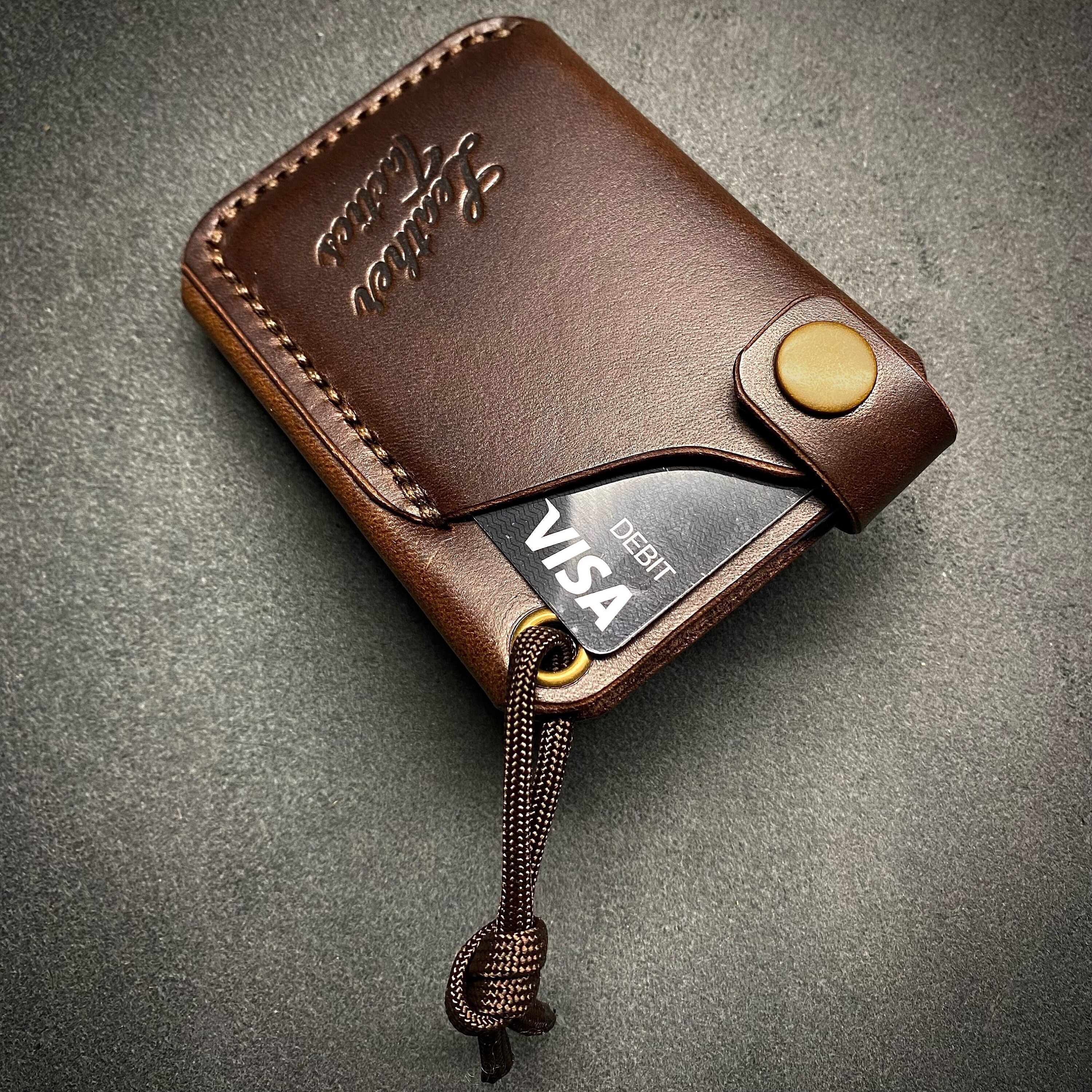 Minimalist Leather Wallet Personalized Slim Front Pocket 