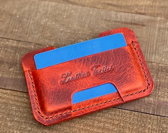 Porte-cartes en cuir minimaliste The Specialist - Orange brûlé