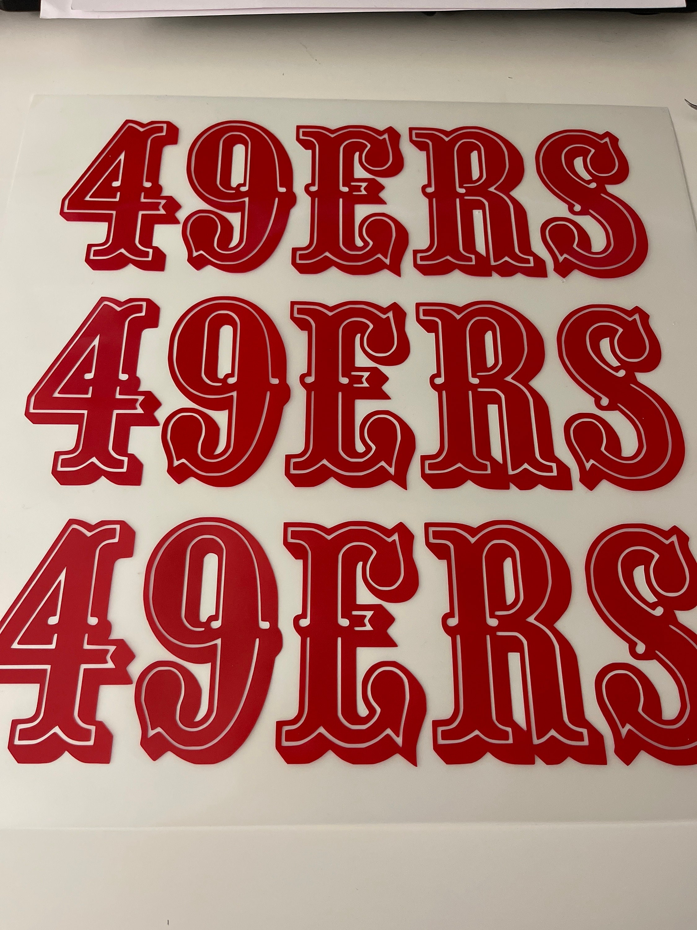 49ers Stacked Word Art Screen Print Heat Transfer