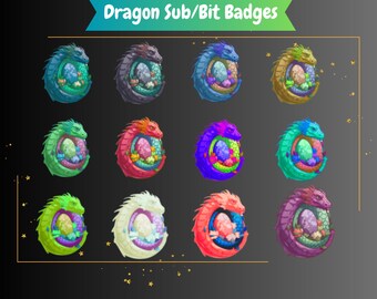 Distintivi Dragon Sub / Emote Twitch Bit (download digitale)