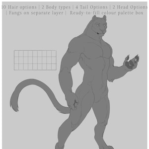 Anthro Big Cat / Tabaxi カスタマイズ可能なベース - 独自の採用とキャラクターデザインを作成します