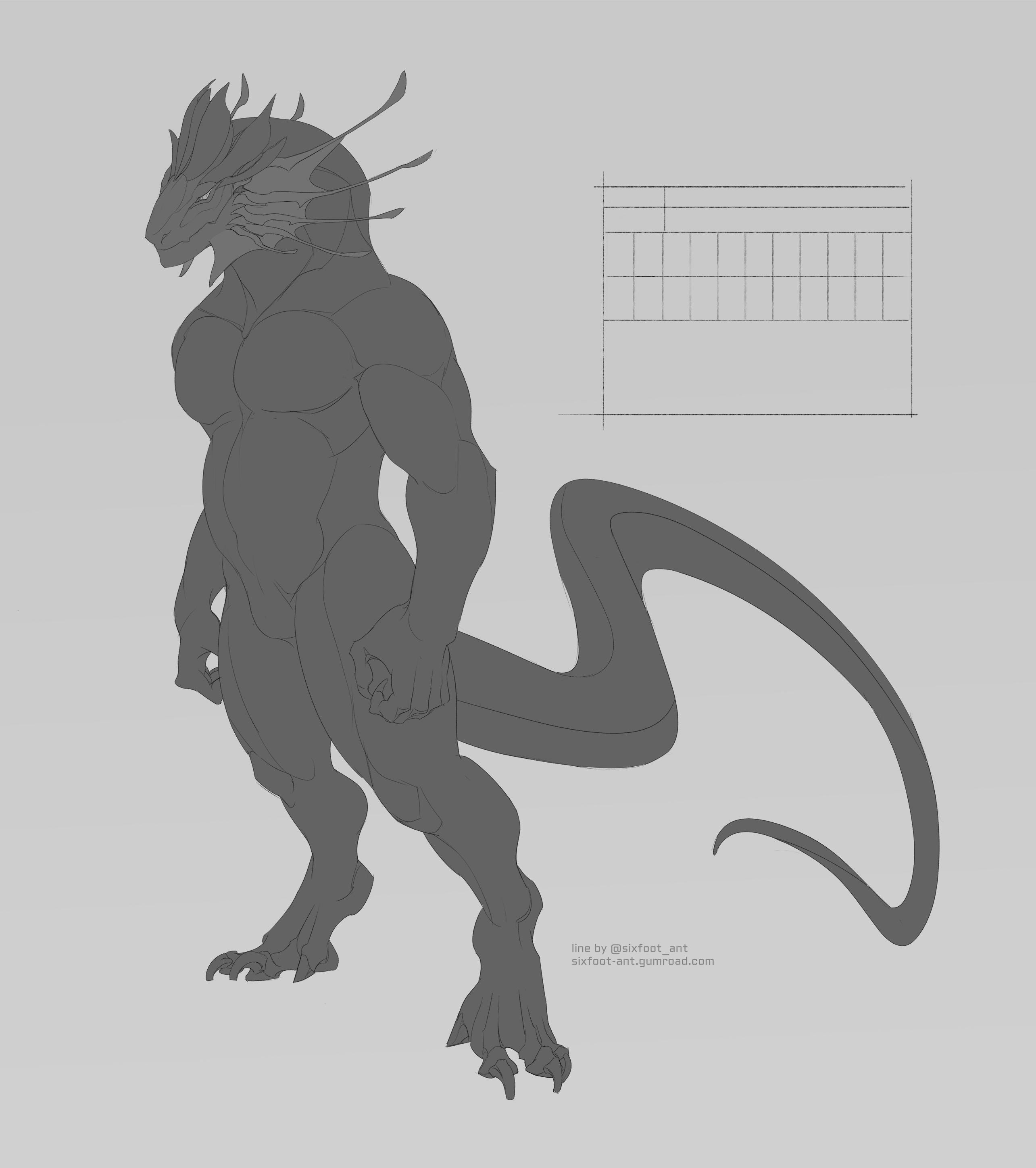 Anthro Dragon / Reptile Reference Sheet Base - Make Your Own Adopts and ...